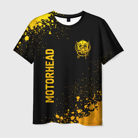 Мужская футболка 3D с принтом Motorhead   gold gradient: надпись, символ в Екатеринбурге, 100% полиэфир | прямой крой, круглый вырез горловины, длина до линии бедер | Тематика изображения на принте: 
