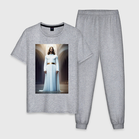 Мужская пижама хлопок с принтом Иисус Христос в Курске, 100% хлопок | брюки и футболка прямого кроя, без карманов, на брюках мягкая резинка на поясе и по низу штанин
 | 