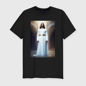 Мужская футболка хлопок Slim с принтом Иисус Христос в Курске, 92% хлопок, 8% лайкра | приталенный силуэт, круглый вырез ворота, длина до линии бедра, короткий рукав | 