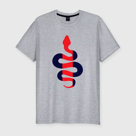 Мужская футболка хлопок Slim с принтом Стильная змея в Курске, 92% хлопок, 8% лайкра | приталенный силуэт, круглый вырез ворота, длина до линии бедра, короткий рукав | 