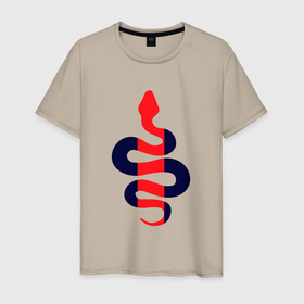 Мужская футболка хлопок с принтом Стильная змея в Петрозаводске, 100% хлопок | прямой крой, круглый вырез горловины, длина до линии бедер, слегка спущенное плечо. | 