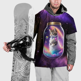 Накидка на куртку 3D с принтом Котик в звездном небе в Новосибирске, 100% полиэстер |  | 