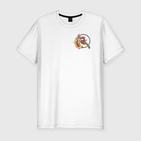 Мужская футболка хлопок Slim с принтом Птичка осень в Тюмени, 92% хлопок, 8% лайкра | приталенный силуэт, круглый вырез ворота, длина до линии бедра, короткий рукав | Тематика изображения на принте: 
