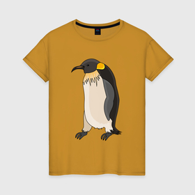 Женская футболка хлопок с принтом Пингвин идёт , 100% хлопок | прямой крой, круглый вырез горловины, длина до линии бедер, слегка спущенное плечо | 
