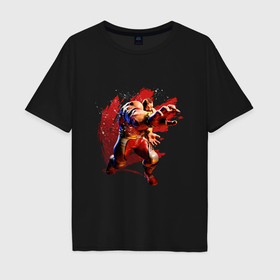 Мужская футболка хлопок Oversize с принтом Street Fighter 6 Zangief в Тюмени, 100% хлопок | свободный крой, круглый ворот, “спинка” длиннее передней части | 