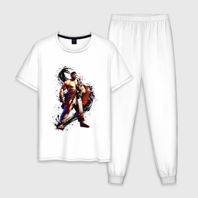Мужская пижама хлопок с принтом Street Fighter 6 Ryu в Тюмени, 100% хлопок | брюки и футболка прямого кроя, без карманов, на брюках мягкая резинка на поясе и по низу штанин
 | Тематика изображения на принте: 