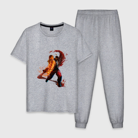 Мужская пижама хлопок с принтом Street Fighter 6 Ken в Петрозаводске, 100% хлопок | брюки и футболка прямого кроя, без карманов, на брюках мягкая резинка на поясе и по низу штанин
 | 