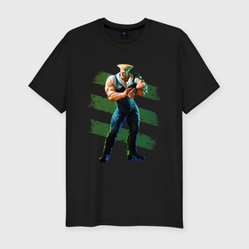 Мужская футболка хлопок Slim с принтом Street Fighter 6 Guile в Тюмени, 92% хлопок, 8% лайкра | приталенный силуэт, круглый вырез ворота, длина до линии бедра, короткий рукав | 
