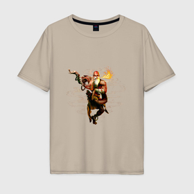 Мужская футболка хлопок Oversize с принтом Street Fighter 6 Dhalsim в Тюмени, 100% хлопок | свободный крой, круглый ворот, “спинка” длиннее передней части | 