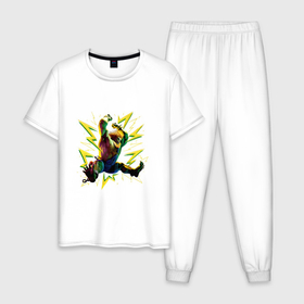 Мужская пижама хлопок с принтом Street Fighter 6 Blanka в Тюмени, 100% хлопок | брюки и футболка прямого кроя, без карманов, на брюках мягкая резинка на поясе и по низу штанин
 | Тематика изображения на принте: 