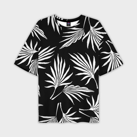 Мужская футболка oversize 3D с принтом c пальмами на черном фоне ,  |  | 
