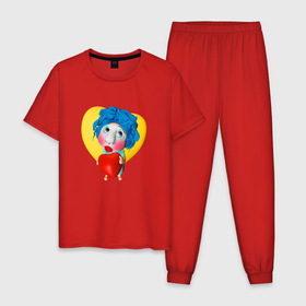 Мужская пижама хлопок с принтом куколка с сердечком в Новосибирске, 100% хлопок | брюки и футболка прямого кроя, без карманов, на брюках мягкая резинка на поясе и по низу штанин
 | Тематика изображения на принте: 
