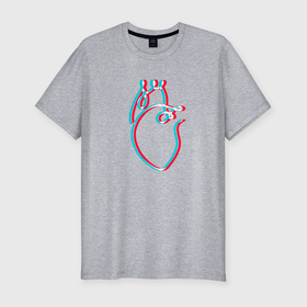 Мужская футболка хлопок Slim с принтом Сердце в стиле неон в Екатеринбурге, 92% хлопок, 8% лайкра | приталенный силуэт, круглый вырез ворота, длина до линии бедра, короткий рукав | Тематика изображения на принте: 