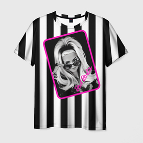 Мужская футболка 3D с принтом Барби и полосы в Кировске, 100% полиэфир | прямой крой, круглый вырез горловины, длина до линии бедер | 