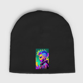 Мужская шапка демисезонная с принтом Bart Simpson   cyberpunks not dead   motto в Курске,  |  | Тематика изображения на принте: 