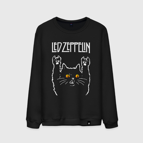 Мужской свитшот хлопок с принтом Led Zeppelin rock cat в Белгороде, 100% хлопок |  | Тематика изображения на принте: 