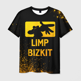Мужская футболка 3D с принтом Limp Bizkit   gold gradient в Кировске, 100% полиэфир | прямой крой, круглый вырез горловины, длина до линии бедер | Тематика изображения на принте: 