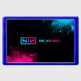 Магнит 45*70 с принтом Nine Inch Nails   neon gradient: надпись и символ , Пластик | Размер: 78*52 мм; Размер печати: 70*45 | 
