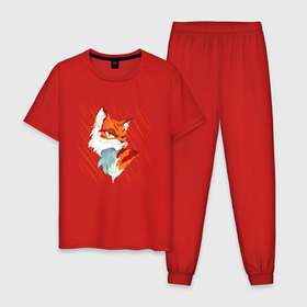 Мужская пижама хлопок с принтом Рыжий хитрый мультяшный кот в Кировске, 100% хлопок | брюки и футболка прямого кроя, без карманов, на брюках мягкая резинка на поясе и по низу штанин
 | 