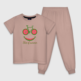Детская пижама хлопок с принтом Ломтик арбузного лета на велосипеде в Белгороде, 100% хлопок |  брюки и футболка прямого кроя, без карманов, на брюках мягкая резинка на поясе и по низу штанин
 | 