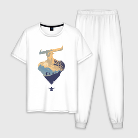 Мужская пижама хлопок с принтом The iron bull в Санкт-Петербурге, 100% хлопок | брюки и футболка прямого кроя, без карманов, на брюках мягкая резинка на поясе и по низу штанин
 | 