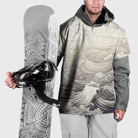 Накидка на куртку 3D с принтом Нарисованные волны: арт нейросети в Курске, 100% полиэстер |  | 