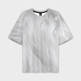 Мужская футболка oversize 3D с принтом Белый мех, шерсть в Новосибирске,  |  | 
