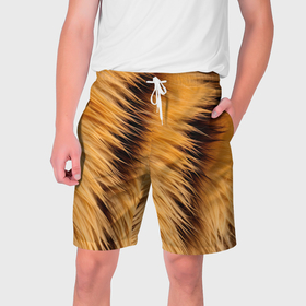 Мужские шорты 3D с принтом Полосатый мех тигра в Белгороде,  полиэстер 100% | прямой крой, два кармана без застежек по бокам. Мягкая трикотажная резинка на поясе, внутри которой широкие завязки. Длина чуть выше колен | 