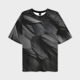 Мужская футболка oversize 3D с принтом Черные перья ворона ,  |  | 