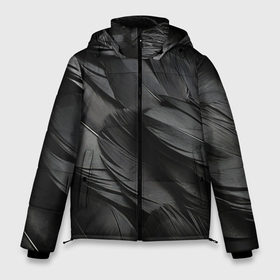 Мужская зимняя куртка 3D с принтом Черные перья ворона в Тюмени, верх — 100% полиэстер; подкладка — 100% полиэстер; утеплитель — 100% полиэстер | длина ниже бедра, свободный силуэт Оверсайз. Есть воротник-стойка, отстегивающийся капюшон и ветрозащитная планка. 

Боковые карманы с листочкой на кнопках и внутренний карман на молнии. | 