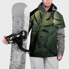Накидка на куртку 3D с принтом Листья монстеры: арт нейросети в Курске, 100% полиэстер |  | Тематика изображения на принте: 