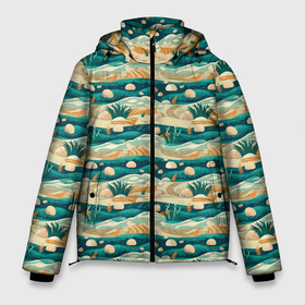 Мужская зимняя куртка 3D с принтом пляж паттерн в Екатеринбурге, верх — 100% полиэстер; подкладка — 100% полиэстер; утеплитель — 100% полиэстер | длина ниже бедра, свободный силуэт Оверсайз. Есть воротник-стойка, отстегивающийся капюшон и ветрозащитная планка. 

Боковые карманы с листочкой на кнопках и внутренний карман на молнии. | 