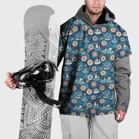 Накидка на куртку 3D с принтом Кораблики и волны , 100% полиэстер |  | 