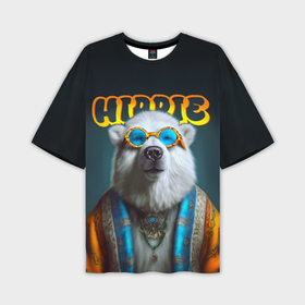 Мужская футболка oversize 3D с принтом Хиппи белый медведь в Курске,  |  | 
