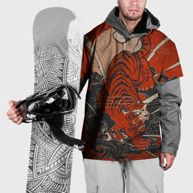 Накидка на куртку 3D с принтом Тигр в японском стиле в Новосибирске, 100% полиэстер |  | 