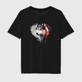 Мужская футболка хлопок Oversize с принтом Навсегда в сердце   хаски в Белгороде, 100% хлопок | свободный крой, круглый ворот, “спинка” длиннее передней части | 