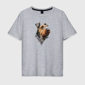 Мужская футболка хлопок Oversize с принтом Навсегда в сердце   вельштерьер в Белгороде, 100% хлопок | свободный крой, круглый ворот, “спинка” длиннее передней части | 