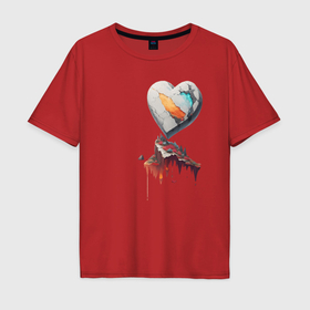 Мужская футболка хлопок Oversize с принтом Каменное сердце в Петрозаводске, 100% хлопок | свободный крой, круглый ворот, “спинка” длиннее передней части | Тематика изображения на принте: 