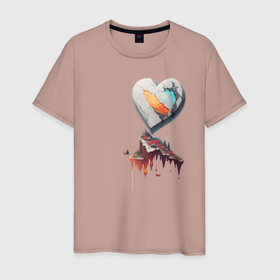 Мужская футболка хлопок с принтом Каменное сердце в Петрозаводске, 100% хлопок | прямой крой, круглый вырез горловины, длина до линии бедер, слегка спущенное плечо. | Тематика изображения на принте: 