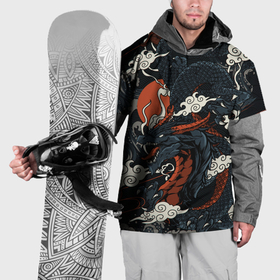 Накидка на куртку 3D с принтом Дракон в японском стиле в Новосибирске, 100% полиэстер |  | 