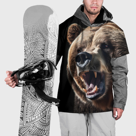 Накидка на куртку 3D с принтом Бурый медведь рычит в Санкт-Петербурге, 100% полиэстер |  | Тематика изображения на принте: 