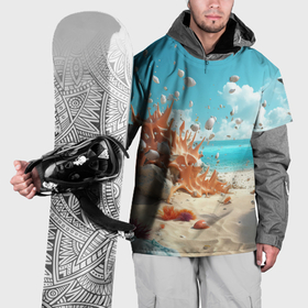 Накидка на куртку 3D с принтом Фэнтази пляж в Тюмени, 100% полиэстер |  | Тематика изображения на принте: 