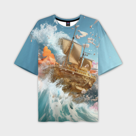 Мужская футболка oversize 3D с принтом Фэнтази корабль в Тюмени,  |  | Тематика изображения на принте: 