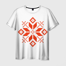 Мужская футболка 3D с принтом Удмуртский узор в Кировске, 100% полиэфир | прямой крой, круглый вырез горловины, длина до линии бедер | 