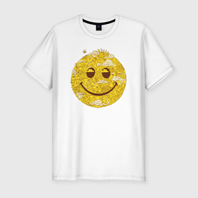 Мужская футболка хлопок Slim с принтом Медовая улыбка в Тюмени, 92% хлопок, 8% лайкра | приталенный силуэт, круглый вырез ворота, длина до линии бедра, короткий рукав | 