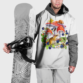 Накидка на куртку 3D с принтом Мышь и мухоморы в Курске, 100% полиэстер |  | Тематика изображения на принте: 