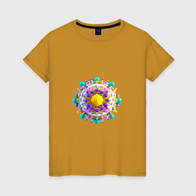 Женская футболка хлопок с принтом Молекула вируса , 100% хлопок | прямой крой, круглый вырез горловины, длина до линии бедер, слегка спущенное плечо | 