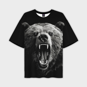 Мужская футболка oversize 3D с принтом Агрессивный таежный медведь в Курске,  |  | 