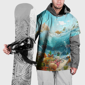 Накидка на куртку 3D с принтом Океан футуризм в Новосибирске, 100% полиэстер |  | 