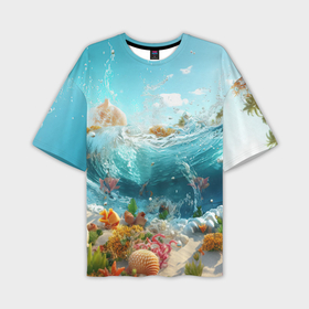 Мужская футболка oversize 3D с принтом Океан футуризм в Новосибирске,  |  | Тематика изображения на принте: 